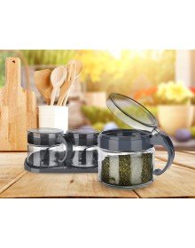 Spice Set 3 Glass Spice Rack with Spoon and Stand
