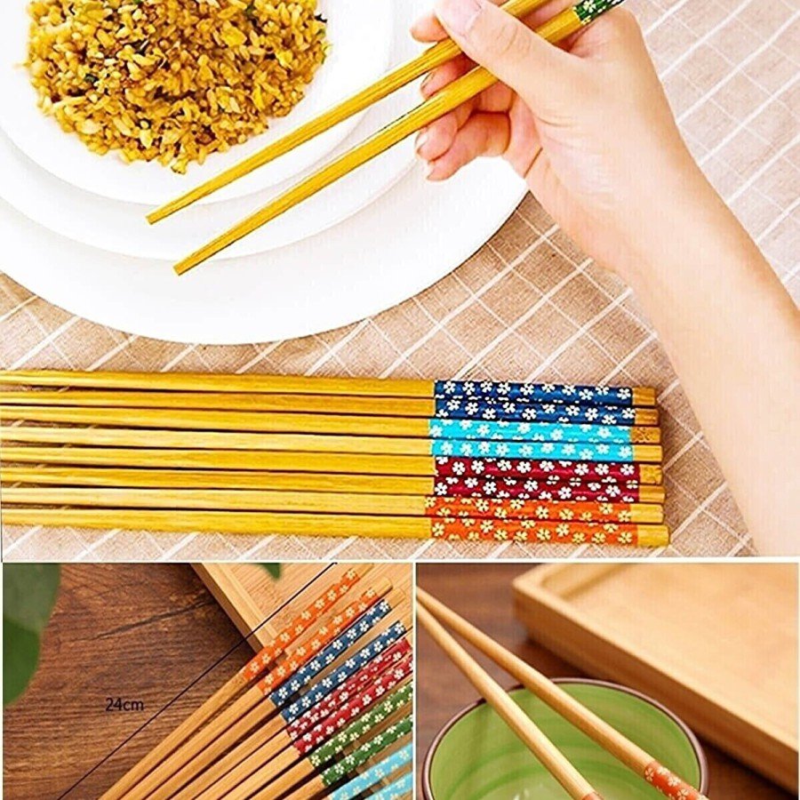 Bamboo Chopstick Chopsticks Washable Reusable (10 Pairs - 20 Pieces)