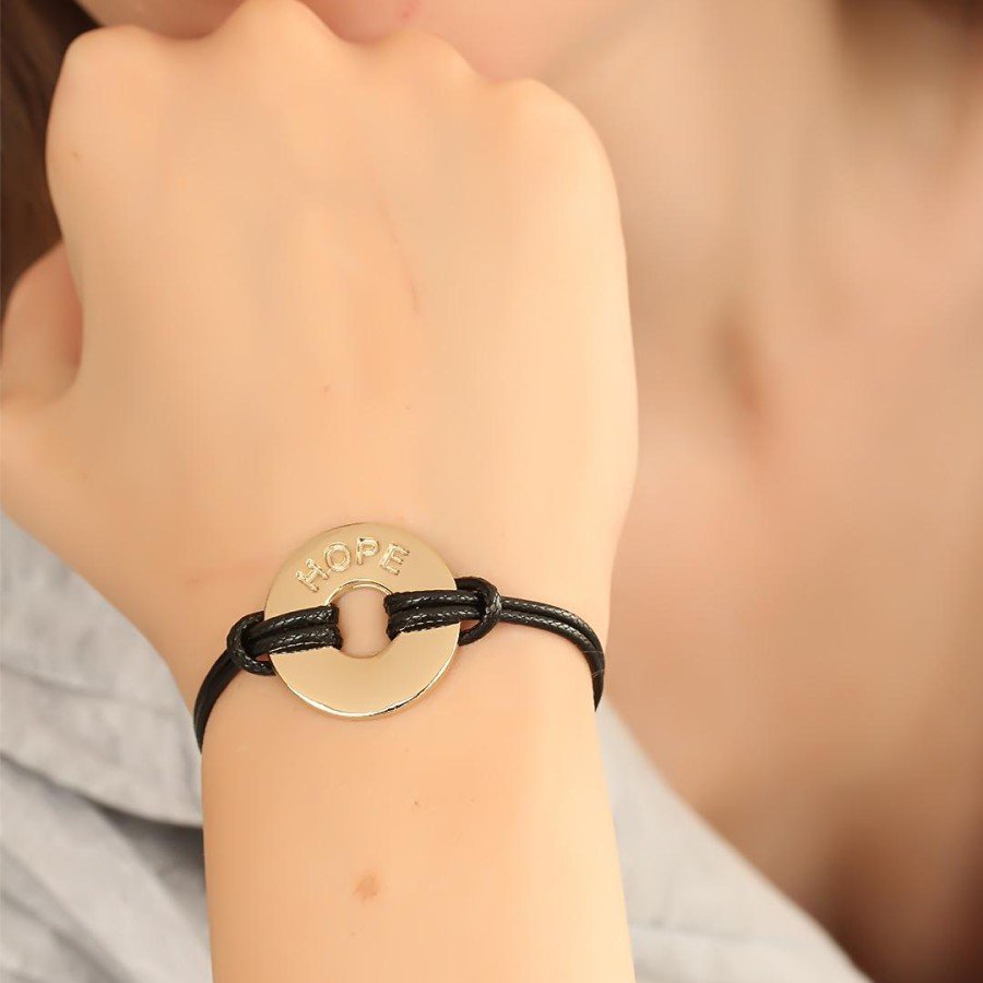 HOPE (Hopeful) Black Leather String Unisex Mood Bracelet