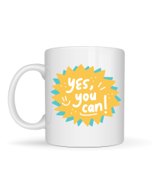 Yes You Can Motivational Cup MODEL 131, Positive Message Porcelain Mug, Inspiring Design, Office & Gift Cup