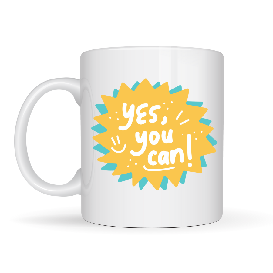 Yes You Can Motivational Cup MODEL 131, Positive Message Porcelain Mug, Inspiring Design, Office & Gift Cup Yes You Can Motivational Cup MODEL 131, Positive Message Porcelain Mug, Inspiring Design, Office & Gift Cup