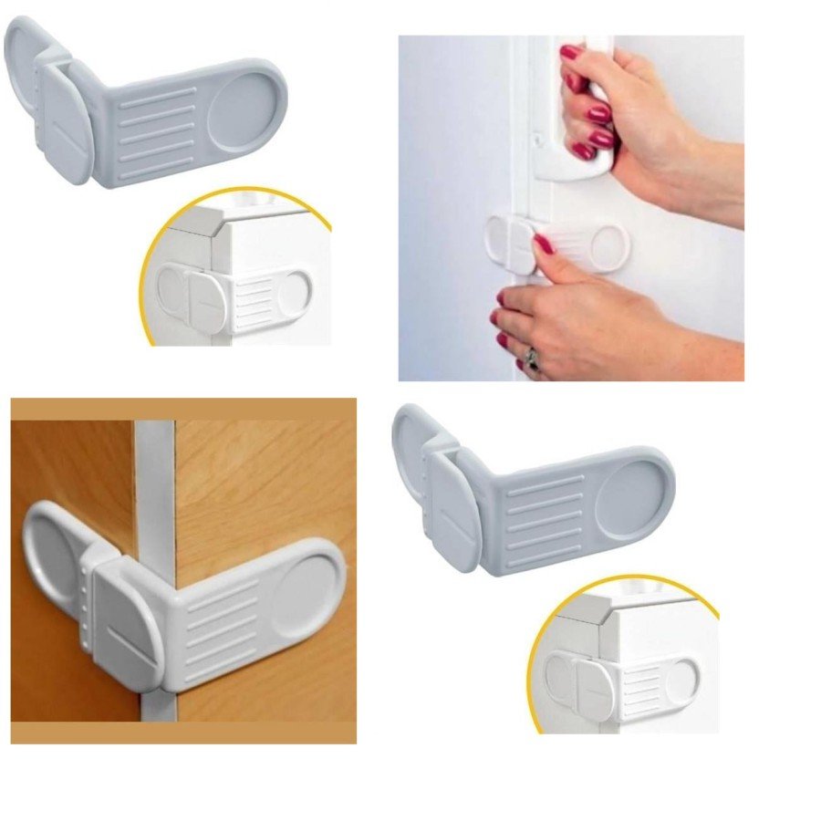 Self-Adhesive Screwless Corner Cover Lock for Baby Child Safety Drawer and Cabinet