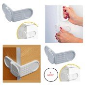 Adhesive Screwless Corner Cover Lock for Baby Child Safety Drawer and Cabinet x 2 Pcs