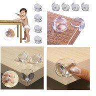 Baby Kids Soft and Flexible Circular Transparent Adhesive Safety Corner Protector (4 Pieces)