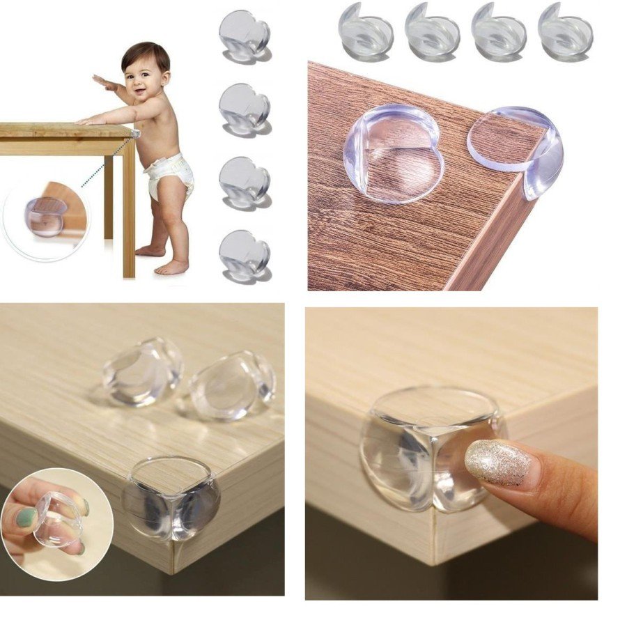 Baby Kids Soft and Flexible Circular Transparent Adhesive Safety Corner Protector (8 Pcs)