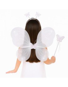 White Butterfly Girl Set – 50 cm Butterfly Wing, Crown and Wand