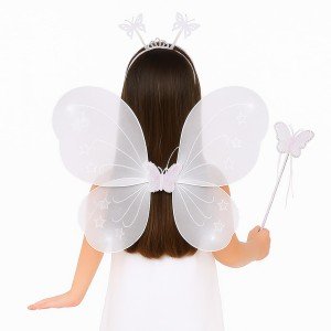 White Butterfly Girl Set – 50 cm Butterfly Wing, Crown and Wand White Butterfly Girl Set – 50 cm Butterfly Wing, Crown and Wand