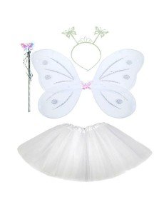White Butterfly Costume - White Butterfly Costume Accessory Set 4 Pieces