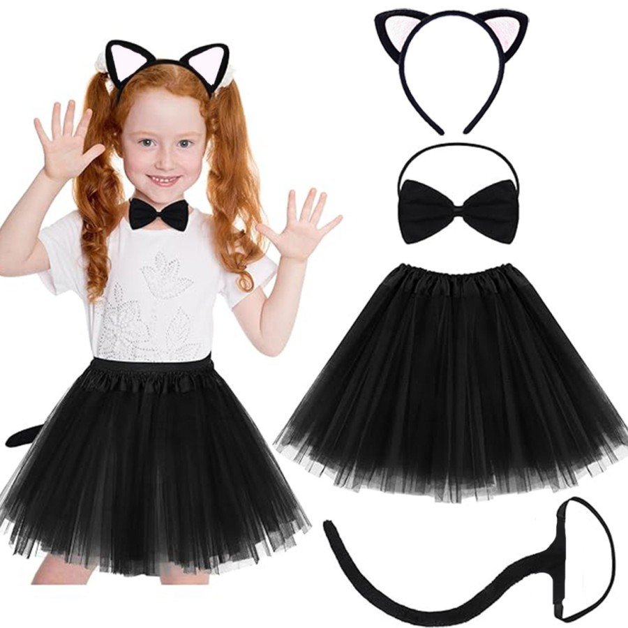 White Eared Kitten Costume Set (Tutu, Crown, Bow Tie, Tail) White Eared Kitten Costume Set (Tutu, Crown, Bow Tie, Tail)