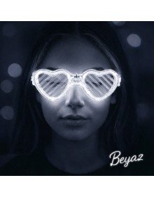 White LED Lighted Heart Glasses – 3 Mode Party & Glow Glasses
