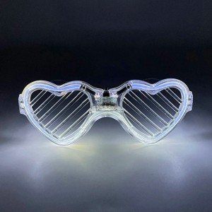 White LED Lighted Heart Glasses – 3 Mode Party & Glow Glasses
