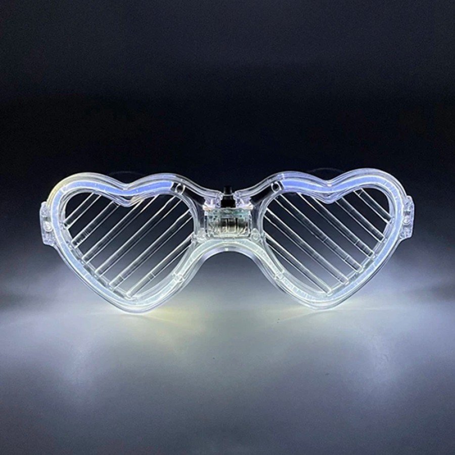 White LED Lighted Heart Glasses – 3 Mode Party & Glow Glasses White LED Lighted Heart Glasses – 3 Mode Party & Glow Glasses