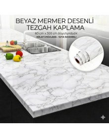 White Marble Pattern Adhesive Countertop Foil (3 mt.x 60 cm)