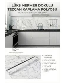 White Marble Pattern Adhesive Countertop Foil (3 mt.x 60 cm)