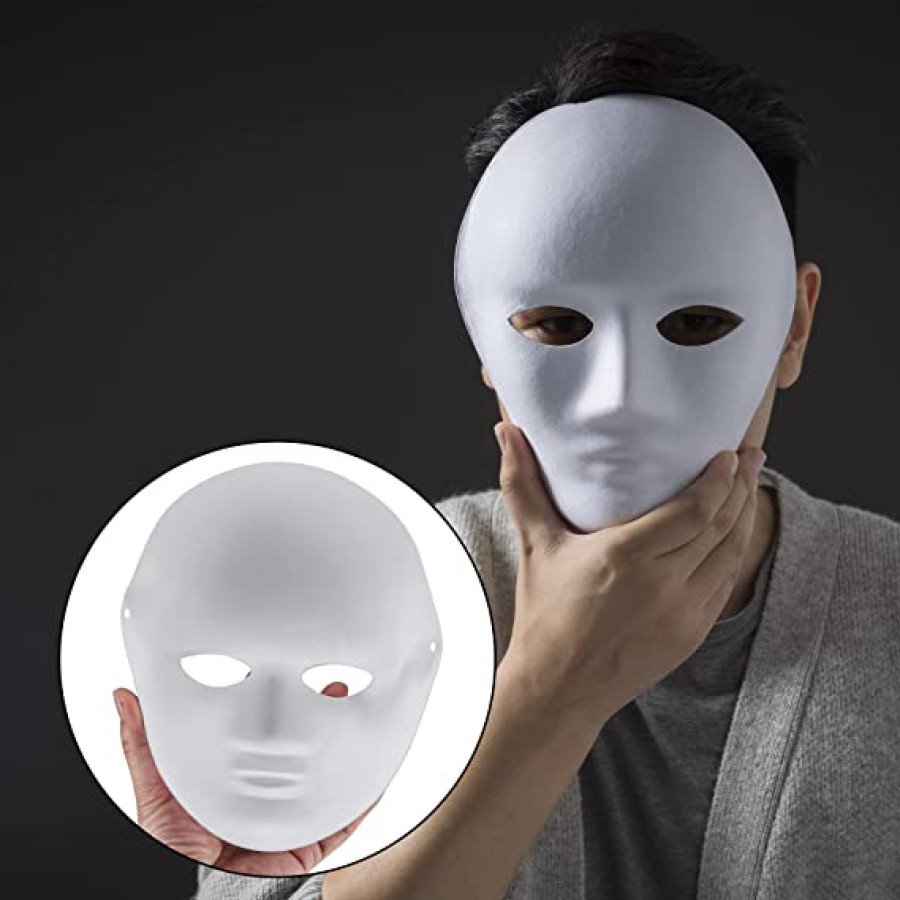 White Color Paintable Anonymous Full Face Cosplay Mask 24x18 cm White Color Paintable Anonymous Full Face Cosplay Mask 24x18 cm