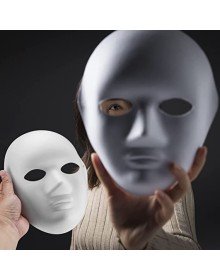 White Color Paintable Anonymous Full Face Cosplay Mask 24x18 cm