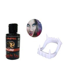 White Color Double Palate False Vampire Tooth and 50g Theater Blood