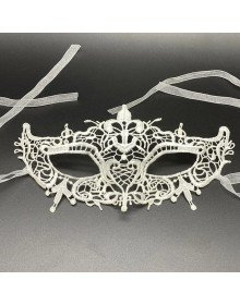 White Color Lace Cut Lace Embroidered Prom Party Mask No 2