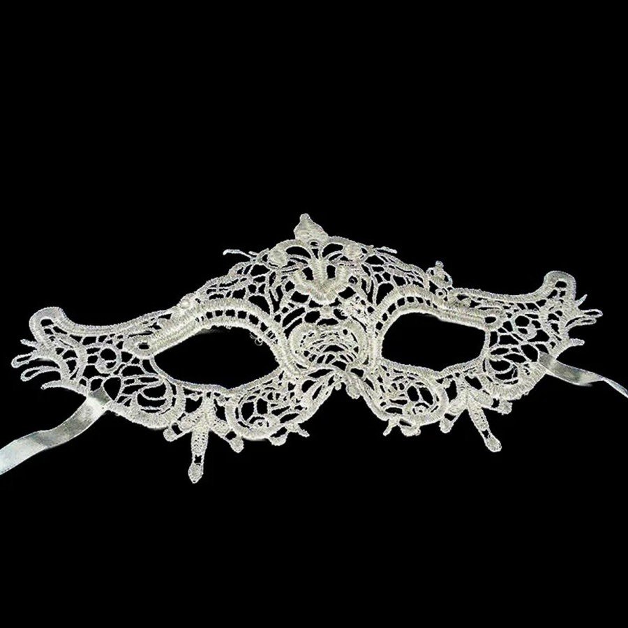 White Color Lace Cut Lace Embroidered Prom Party Mask No 2 White Color Lace Cut Lace Embroidered Prom Party Mask No 2