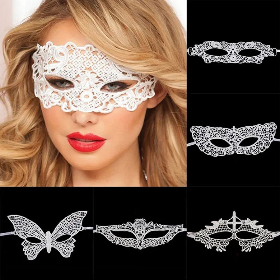 White Color Lace Cut Lace Embroidered Prom Party Mask No 2 White Color Lace Cut Lace Embroidered Prom Party Mask No 2