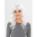 White Color Wavy Long Party Wig with Bangs