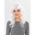 White Color Wavy Long Party Wig with Bangs