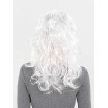 White Color Wavy Long Party Wig with Bangs