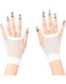 White Color Short Length Mesh Knitted Gloves