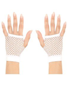 White Color Short Length Mesh Knitted Gloves