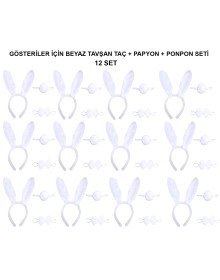 White Rabbit Costume Set – Crown, Bow Tie, Tail (Pack of 12)