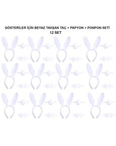White Rabbit Costume Set – Crown, Bow Tie, Tail (Pack of 12)