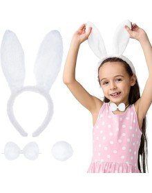 White Rabbit Costume Set – Crown, Bow Tie, Tail (Pack of 12)