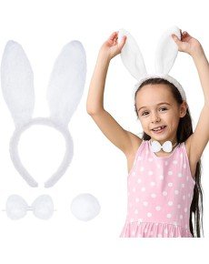 White Rabbit Costume Set – Crown, Bow Tie, Tail (Pack of 12)