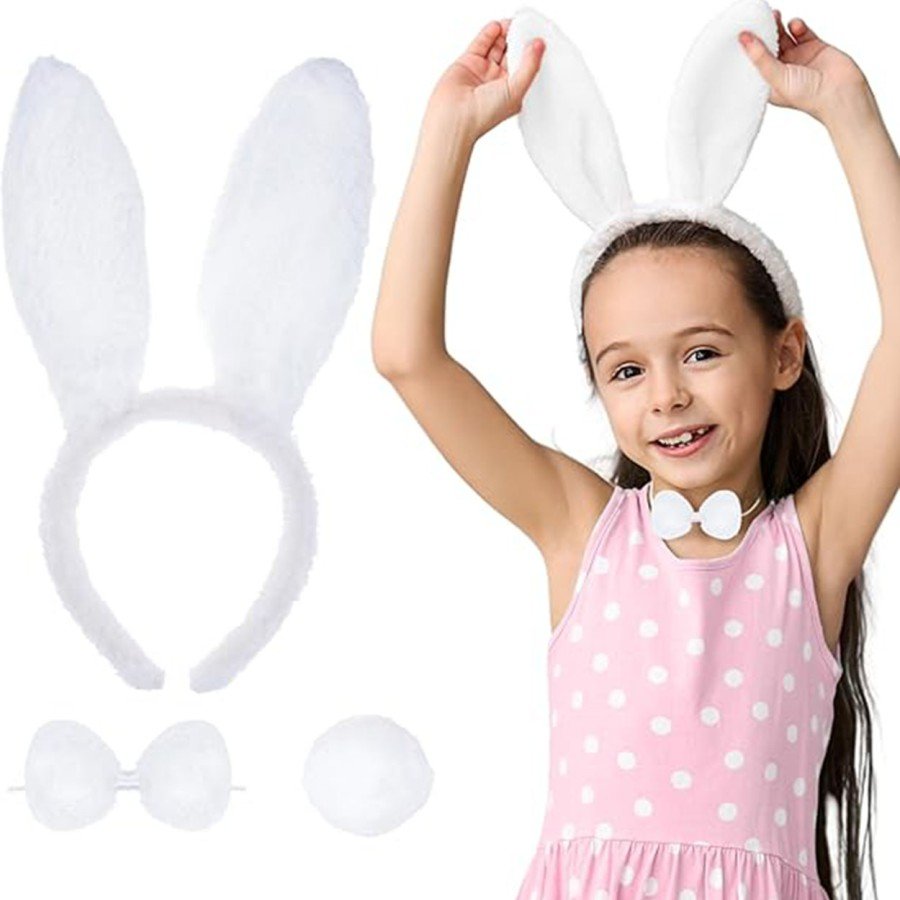 White Rabbit Costume Set – Crown, Bow Tie, Tail (Pack of 12)