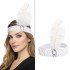 Retro Charleston Headband with White Feathers - 70-80-90's Party Crown