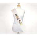 Gold on White with Great Bride To Be Written, Glittering, Sparkling Sash Belt 10 cm Width Gold on White with Great Bride To Be Written, Glittering, Sparkling Sash Belt 10 cm Width