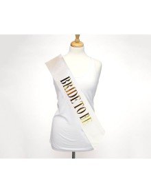 Gold on White with Great Bride To Be Written, Glittering, Sparkling Sash Belt 10 cm Width