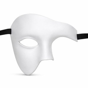 White Half Male Mask – Phantom Party & Prom Mask