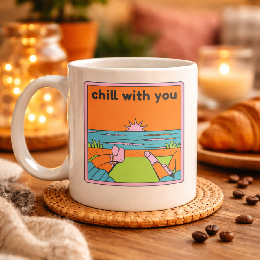 Chill With You Designed Porcelain Mug – Model 35 - Specially Designed Coffee Cup for Warm Moments