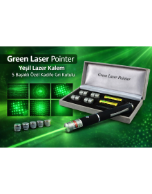 Green Laser Pointer Green Laser Pen with 5 Heads Special Velvet Gray Box