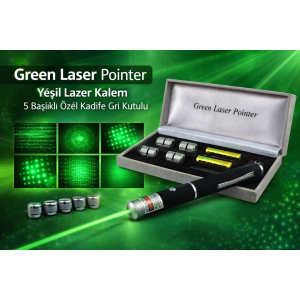Green Laser Pointer Green Laser Pen with 5 Heads Special Velvet Gray Box