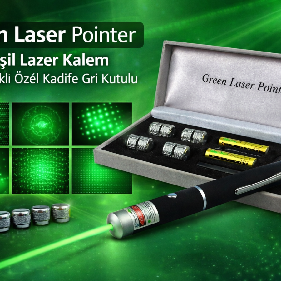Green Laser Pointer Green Laser Pen with 5 Heads Special Velvet Gray Box