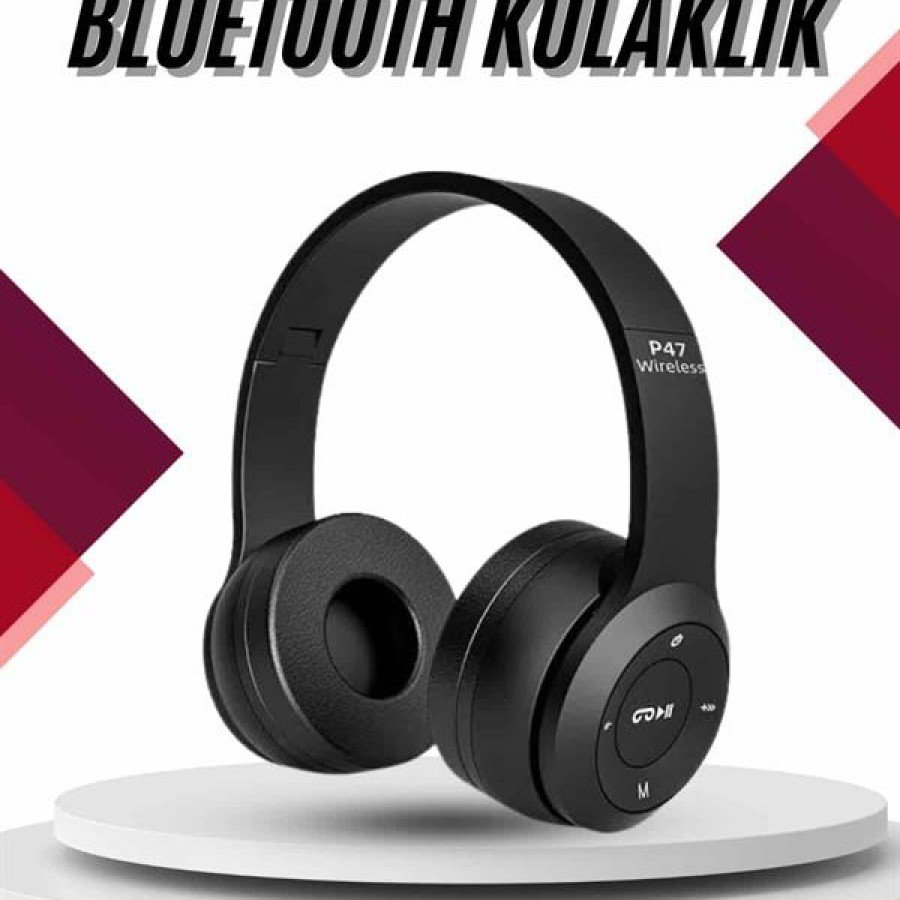 Bluetooth Wireless Headphones Black Wireless 5.0 On-Ear Long Battery Life