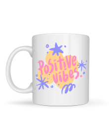 Positive Vibes Porcelain Mug MODEL 138 – Colorful Design Motivation Cup – Coffee & Tea Cup That Gives Positive Energy