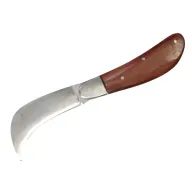 Bursa Steel Curved Ties / Cable / Grafting Knife, Wooden Handle - 22 cm
