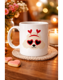 Porcelain Mug Model 51 with Heart-Eyed Cute Poodle Design – Loving, Sweet and Fun Gift