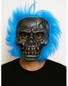 Halloween Mask with Dark Blue Hair