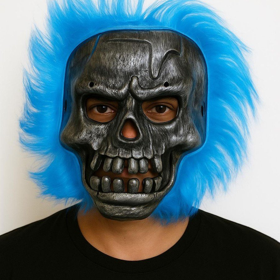 Halloween Mask with Dark Blue Hair