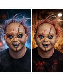 Çaki Horror Doll Mask – Plastic Face Mask with Hair