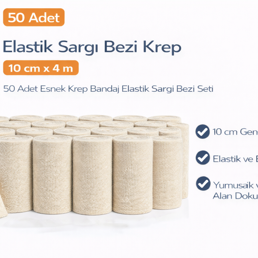 Elastic Bandage Crepe 10 cm x 4 m 50 Pieces Flexible Crepe Bandage Elastic Bandage Set